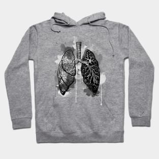 Digital Anatomical Watercolor Lungs Hoodie